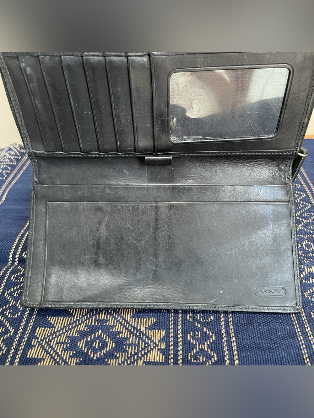VTG Coach Legacy Soft Black Leather Trifold Long Wallet Flap Closure Zip Around - Picture 6 of 10